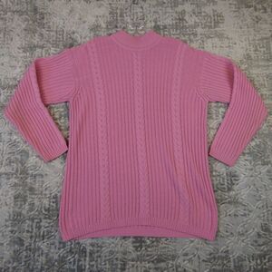 Vintage Partners by Mervyn's Sweater  Women's Large Pink Cable Knit Pullover